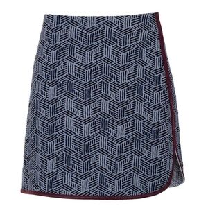 COP COPINE Melofeebis Jacquard Graphic‎ Mini Skirt Blue Women 40 EU Faux Leather